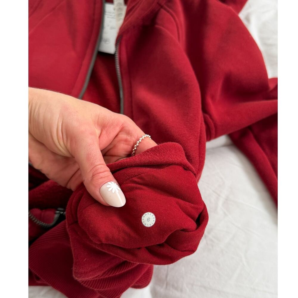 Lululemon Scuba Full Zip Hoodie Jacket in Dark Sport Red Cotton Fleece Athletic - Picture 6 of 11